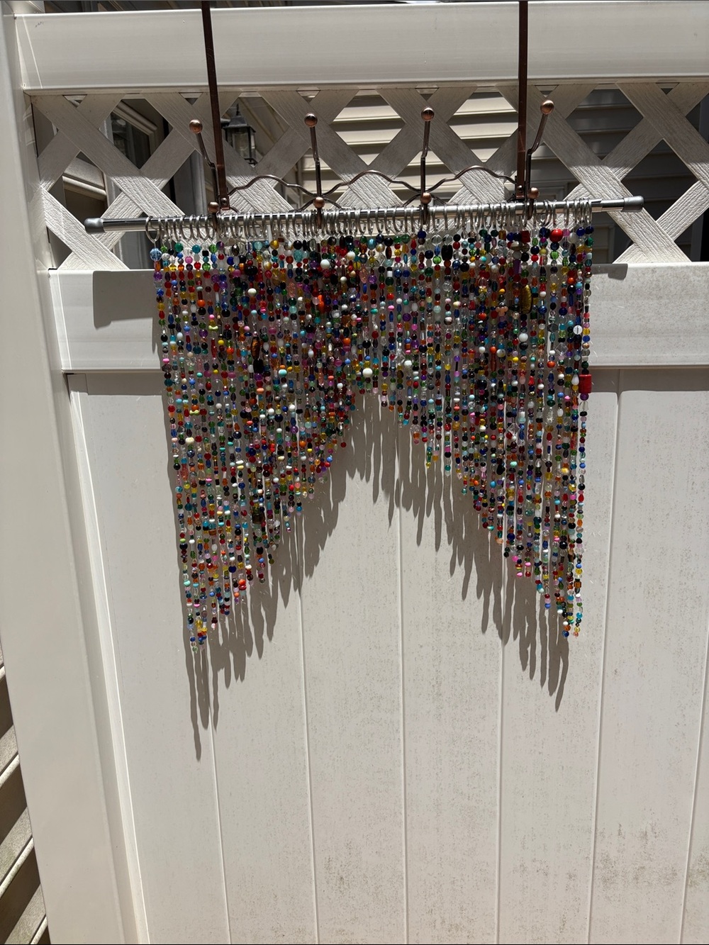 Handmade glass and crystal valance. From 9 inches to 24 inches & 64 strands